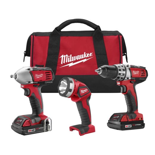 Milwaukee® M18™ 2691-23 Cordless Combination Kit, Tools: Compact Drill/Driver/Impact Wrench, 18 VDC, 1.5 Ah Lithium-Ion, Keyless Blade